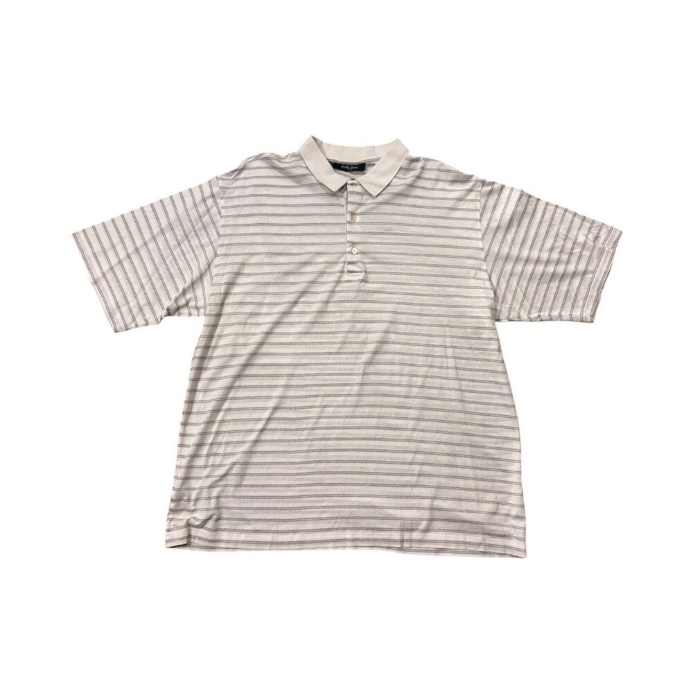 Bobby Jones Collection Mens Cream Polo Striped Shirt Made in Italy Sz XXL